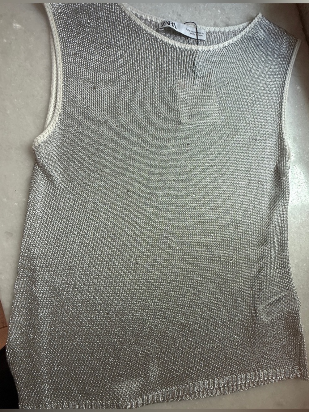 NWT ZARA RHINESTONE METALLIC KNIT TOP S